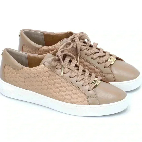 MICHAEL KORS Colby Embossed-Logo Leather Sneakers Size 6 - Picture 2 of 9